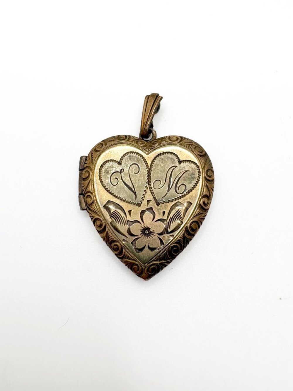 Vintage Lustern Heart Locket Bracelet & Pendant Set Gold Filled Sterling 1940s - Picture 7 of 9